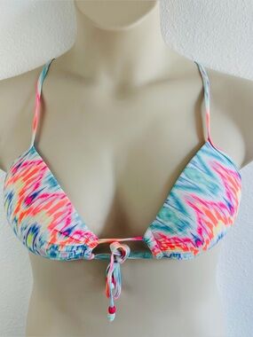 In Gear Ikat Rainbow Strappy Padded Bikini Top Size M